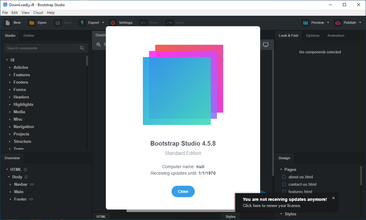 網(wǎng)頁(yè)設(shè)計(jì)軟件 Bootstrap Studio 網(wǎng)頁(yè)設(shè)計(jì)軟件 Bootstrap Studio x64 v6.7 Win/macOS 中文免費(fèi)版