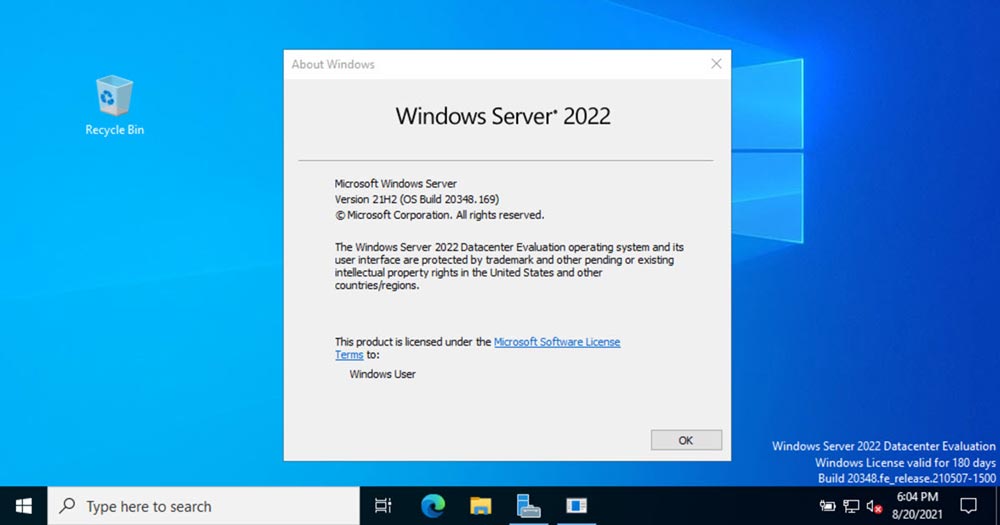 Windows Server 2022 Windows Server 2022 Build 20348.169 AIO x64 En-Ru 2021 年 8 月