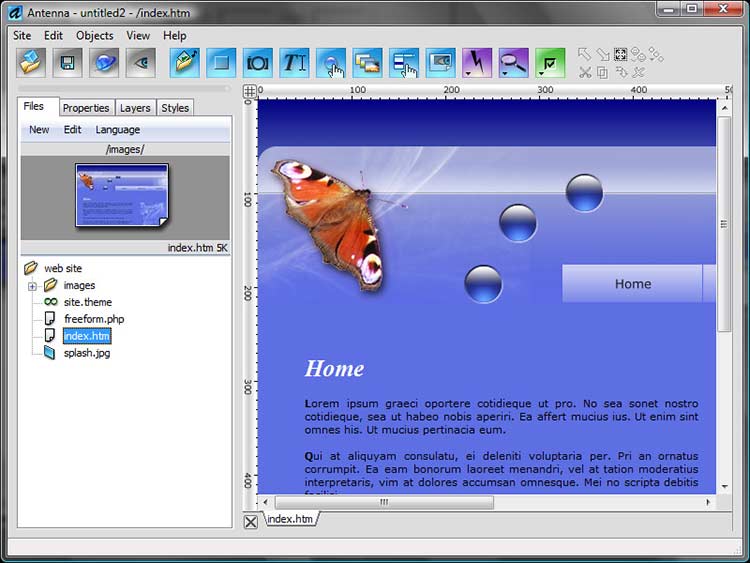 Antenna Web Design Studio圖片 可視化網(wǎng)頁制作工具 Antenna Web Design Studio 7.3 破解版