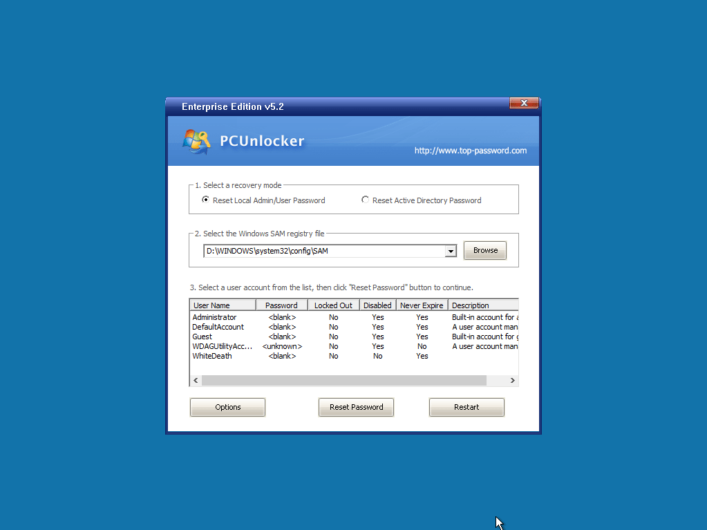 PCunlocker圖片 開機密碼解除 PCunlocker ISO 5.6 x86/x64 + UEFI 企業(yè)完整版