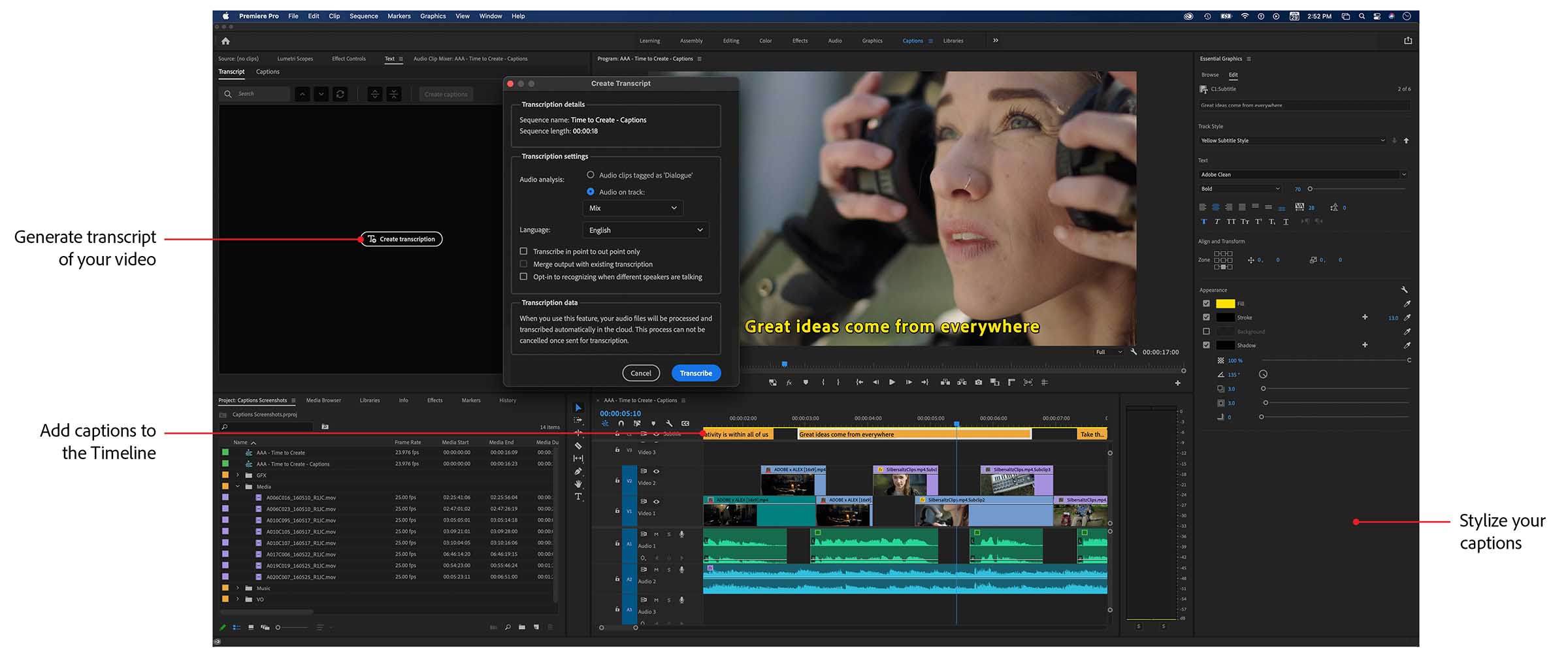 語音轉文本 Adobe Speech to Text for Premiere Pro 2024 v12.0