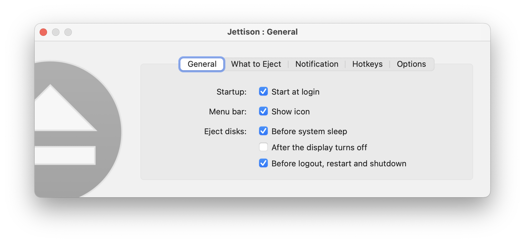 Jettison For Mac v1.9.3 自動(dòng)或一鍵推出USB移動(dòng)硬盤(pán)設(shè)備