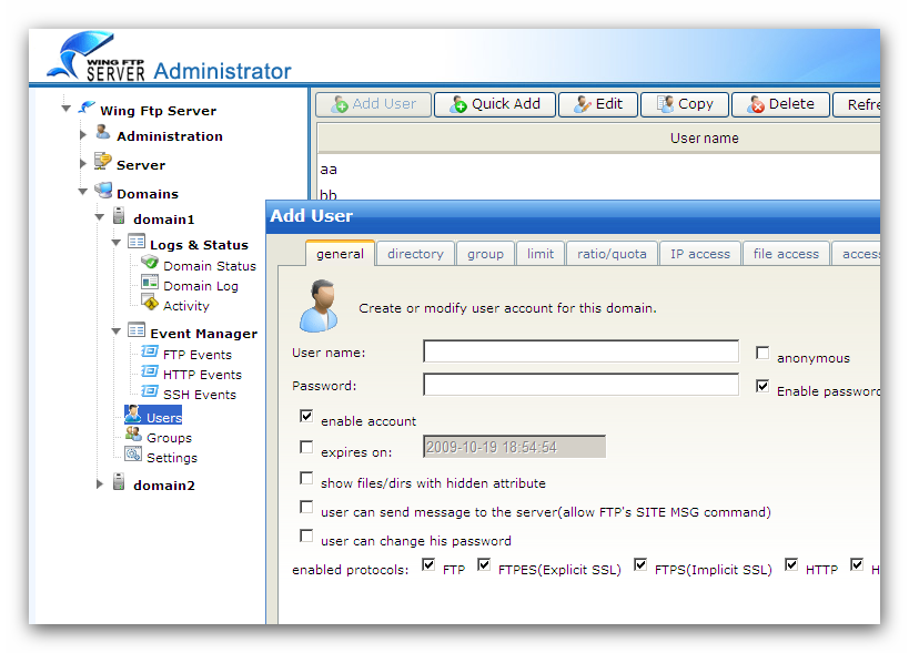 Wing FTP Server Corporate 8.0.1 一款功能全面的跨平臺(tái)FTP服務(wù)器軟件
