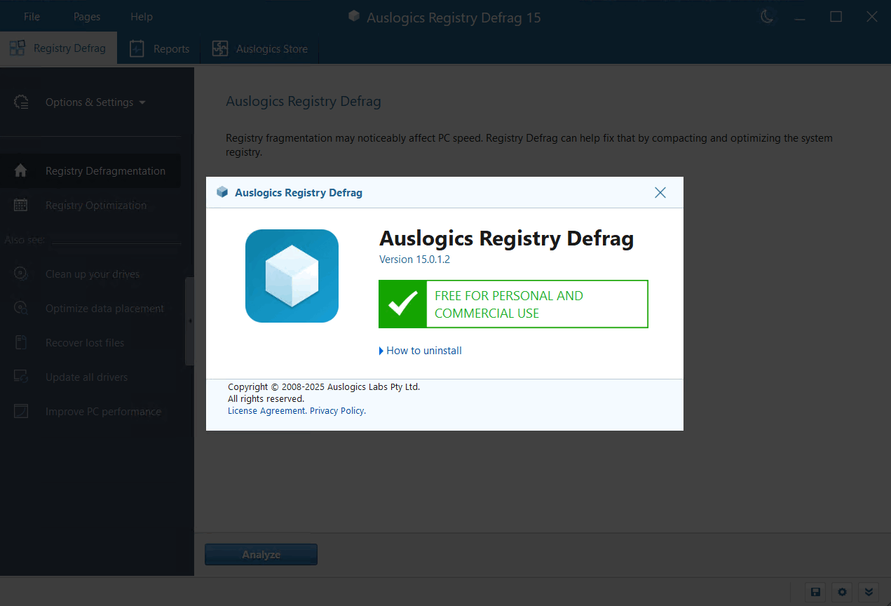 Auslogics Registry Defrag 15.1.0.0 注冊(cè)表碎片整理工具